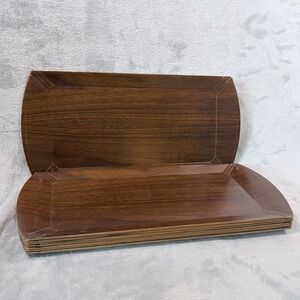 Vintage Hasko Haskelite Trays Set of 8 – Mid Century Wood‎ Grain Serving